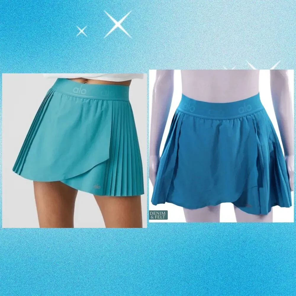 Alo Yoga Aces Tennis Skirt Shorts‎ Blue Splash Wrap Athletic Skort Size Small